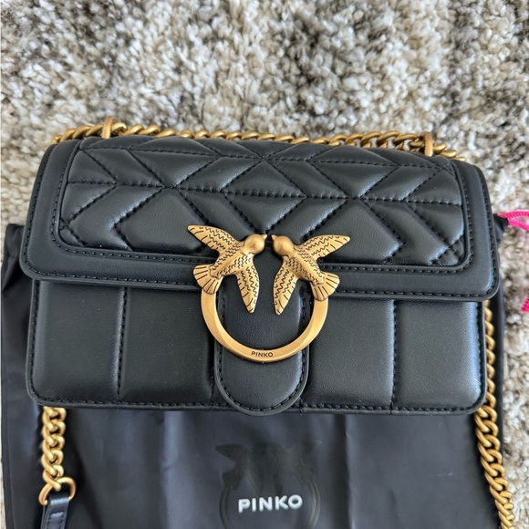 Pinko Black Crossbody Bag with Gold Chain - Picture 2 of 4